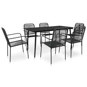 Canton Rope And Steel 7 Piece Outdoor Dining Set In Black - UK
