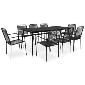 Canton Rope And Steel 9 Piece Outdoor Dining Set In Black - UK