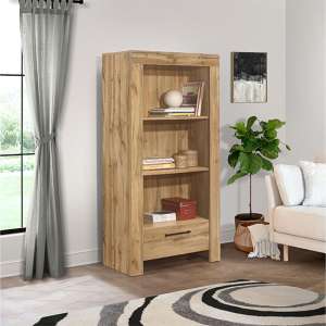 Canton Wooden Bookcase With 3 Shelves And 1 Drawer In Oak