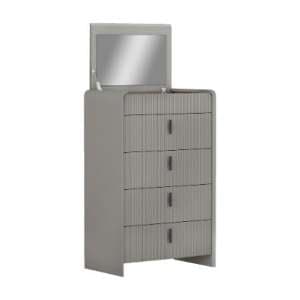 Canton Wooden Chest Of 4 Drawers With Mirror In Flannel Grey - UK