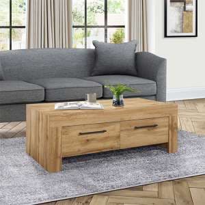 Canton Wooden Coffee Table With 4 Drawers In Oak - UK