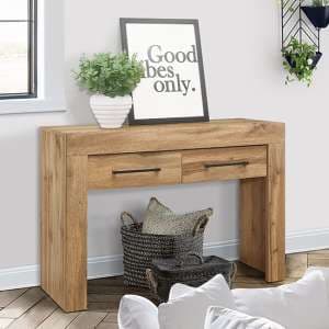 Canton Wooden Console Table With 2 Drawers In Oak - UK