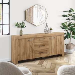 Canton Wooden Sideboard With 2 Doors And 3 Drawers In Oak - UK