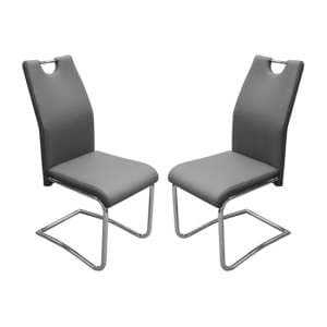 Capella Grey Faux Leather Dining Chairs In Pair