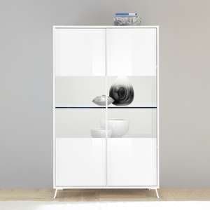 Cappy High Gloss Display Cabinet With 2 Doors In White And LED