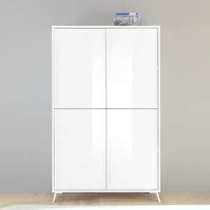 Cappy High Gloss Highboard With 4 Doors In White