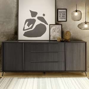 Cappy Wooden Sideboard With 2 Doors 3 Drawers In Black Ash