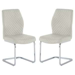 Caprika Stone PU Leather Dining Chair In A Pair - UK