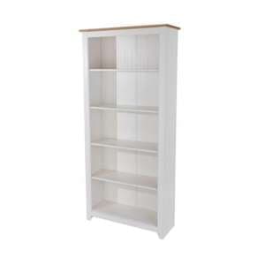 Knowle Tall Wooden Bookcase In White And Antique Wax - UK