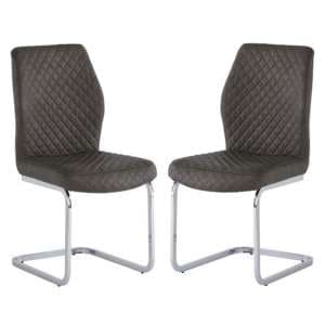 Caprika Taupe PU Leather Dining Chair In A Pair - UK