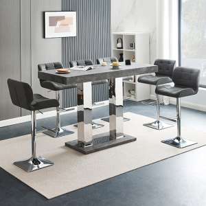 Caprice Large Concrete Effect Bar Table 6 Candid Grey Stools
