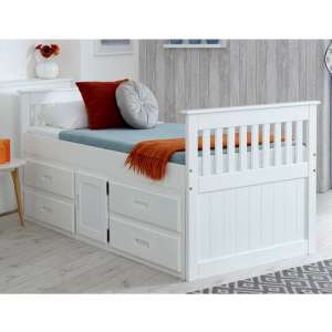 Captains Storage Bed In White With 4 Drawers And 1 Door