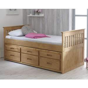 Captains Wooden Storage Single Bed With Guest Bed In Waxed Pine