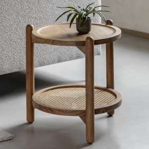 Captiva Acacia Wood Side Table Round In Natural - UK