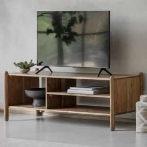 Captiva Acacia Wood TV Stand With Shelves In Natural - UK