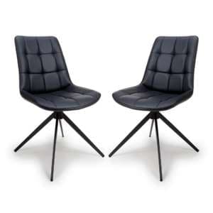 Captiva Black Faux Leather Dining Chairs In Pair - UK