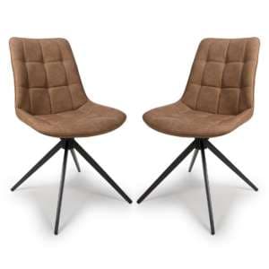 Captiva Tan Faux Leather Dining Chairs In Pair - UK