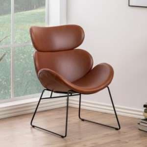 Carazo PU Leather Lounge Chair With Black Frame In Brown - UK