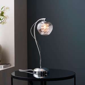 Cardiff Mesmer Clear Ribbed Glass Table Lamp In Chrome - UK
