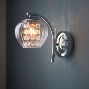 Cardiff Mesmer Clear Ribbed Glass Wall Light In Chrome - UK