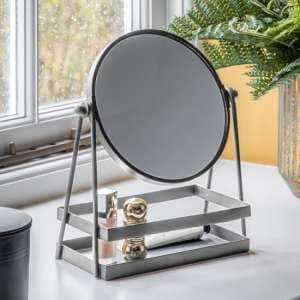 Cardiff Vanity Mirror With Tray In Silver Iron Frame - UK