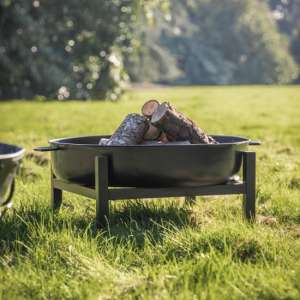 Carew Contemporary Style Metal Fire Pit In Black - UK