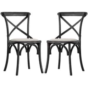 Caria Cross Back Black Wooden Dining Chairs In A Pair