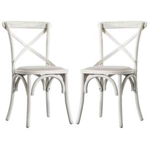 Caria Cross Back Natural Wooden Dining Chairs In A Pair