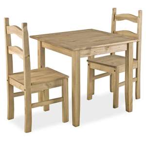 Cariad Small Dining Set With 2 Chairs In Distressed Pine