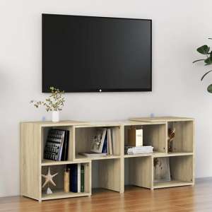 Carillo Wooden TV Stand With Shelves In Sonoma Oak - UK