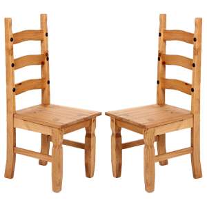 Carlen Light Pine Wooden Dining Chairs In Pair - UK