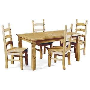 Carlen Wooden Dining Set With 4 Chairs In Light Pine - UK