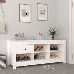 Carlsbad Pinewood Shoe Storage Bench In White - UK