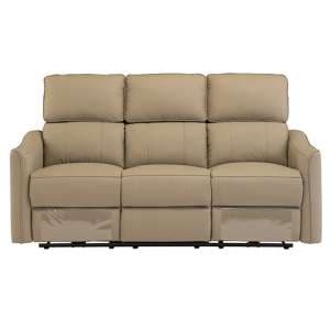 Carlton Faux Leather Electric Recliner 3 Seater Sofa In Taupe - UK