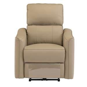 Carlton Faux Leather Electric Recliner Armchair In Taupe - UK