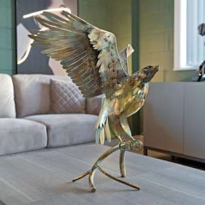 Carlton Iron Eagle Sculpture In Rustic gold - UK