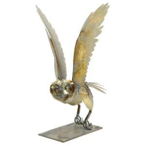 Carlton Iron Owl Sculpture In Rustic gold - UK