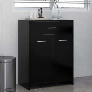 Carlton Wooden Bathroom Cabinet With 2 Doors 1 Drawer In Black - UK