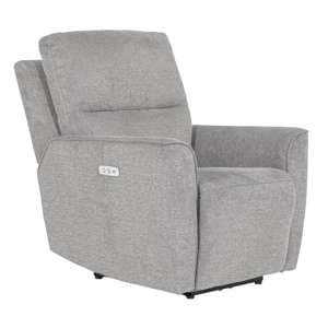 Carly Electric Recliner Chenille Fabric 1 Seater Sofa In Natural - UK