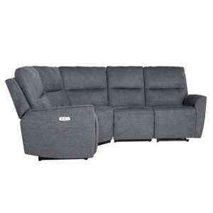 Carly Electric Recliner Chenille Fabric Corner Sofa In Charcoal - UK