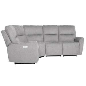 Carly Electric Recliner Chenille Fabric Corner Sofa In Natural - UK