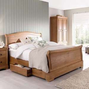 Carman Wooden King Size Bed In Natural - UK