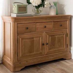 Carman Wooden Sideboard With 2 Doors And 3 Drawers In Natural - UK