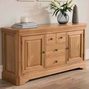 Carman Wooden Sideboard With 2 Doors And 4 Drawers In Natural - UK