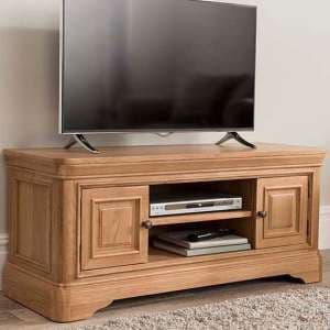 Carman Wooden TV Stand With 2 Doors In Natural - UK