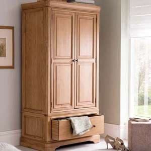 Carman Wooden Wardrobe With 2 Doors And 1 Drawer In Natural - UK