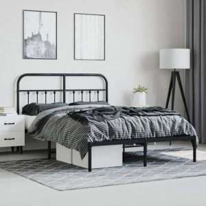 Carmel Metal Double Bed With Headboard In Black - UK