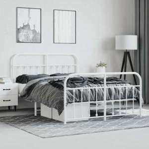 Carmel Metal King Size Bed In White - UK