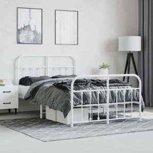 Carmel Metal Small Double Bed In White - UK