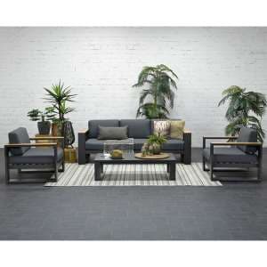 Carmo Fabric Lounge Set With Coffee Table In Reflex Black - UK
